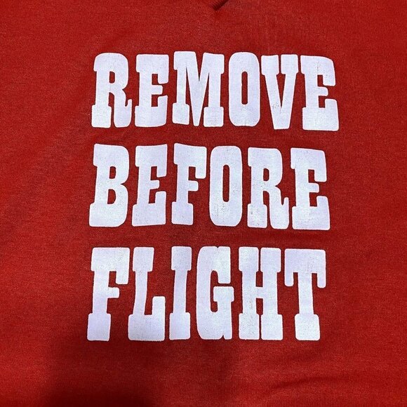 Vintage Remove Before Flight Long Length Sleep Shirt Single Stitch Size L Red - Picture 5 of 10